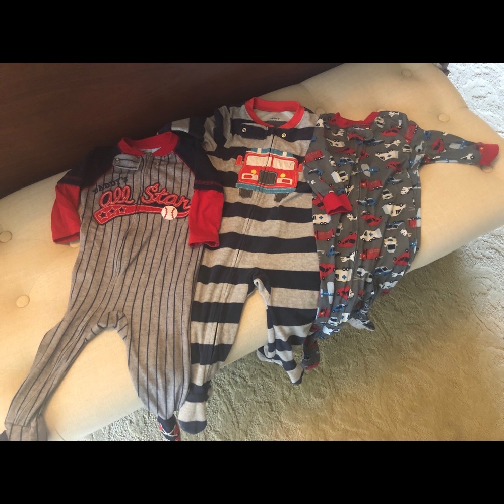 Three carters footed pajamas